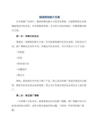精准靶向推介方案