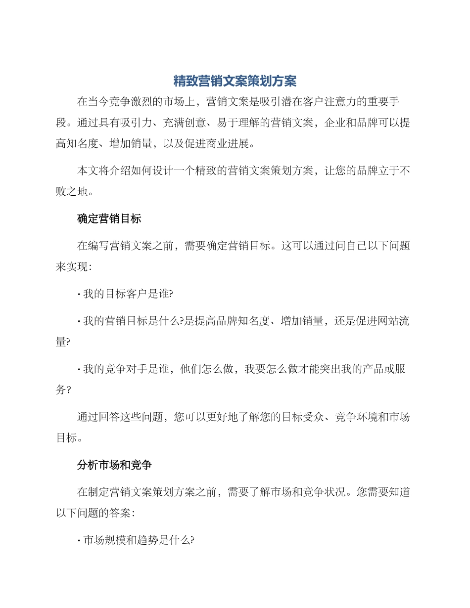 精致营销文案策划方案_第1页