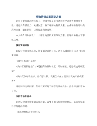 精致营销文案策划方案