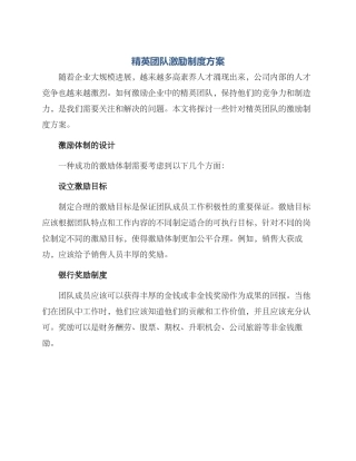 精英团队激励制度方案