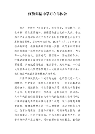 红旗渠精神学习心得体会