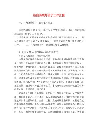 经信局领导班子工作汇报