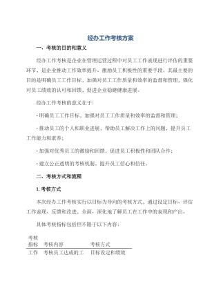 经办工作考核方案