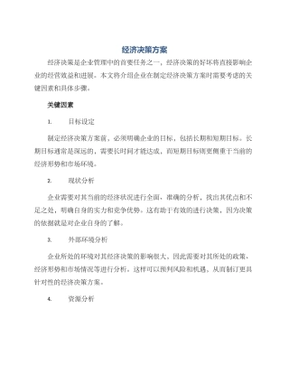 经济决策方案