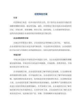 经营策划方案