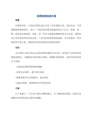 经费使用自查方案
