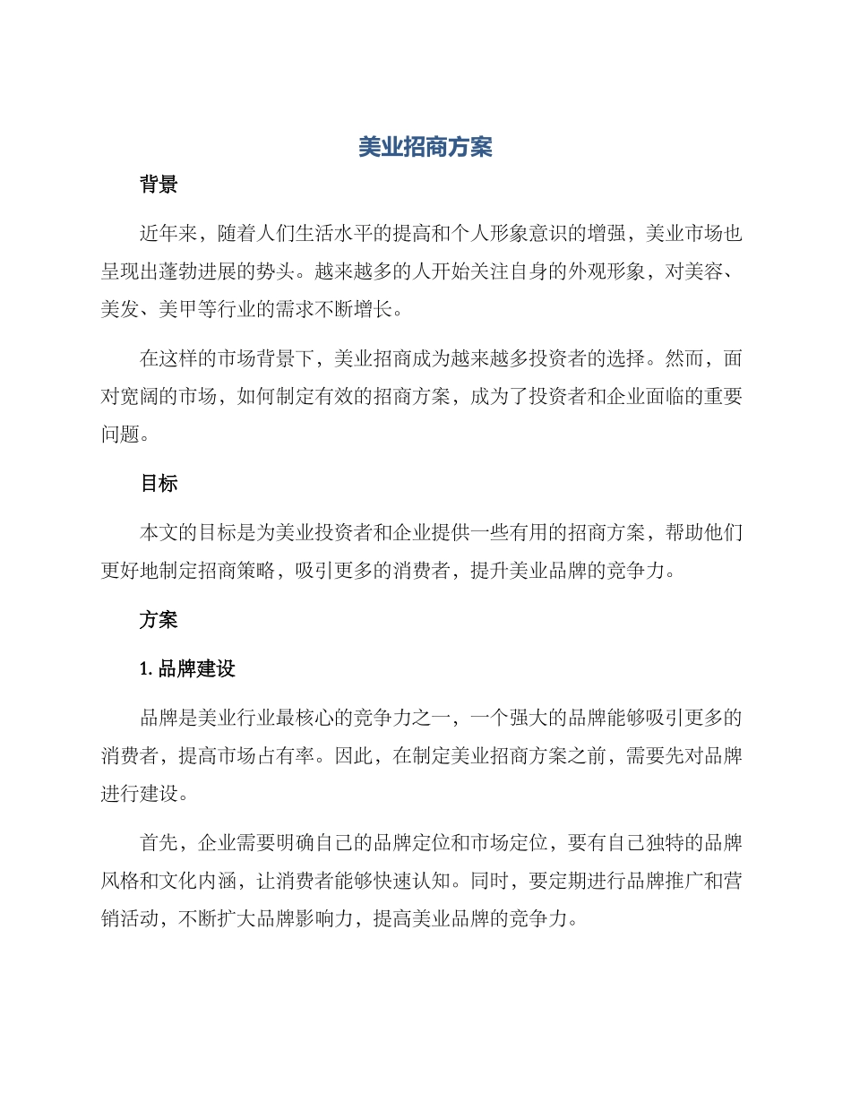 美业招商方案_第1页