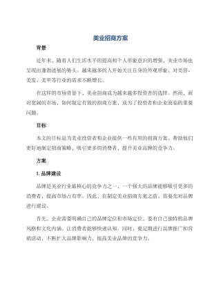 美业招商方案