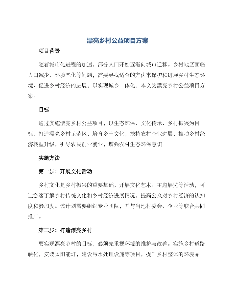 美丽乡村公益项目方案_第1页