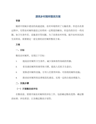 美丽乡村厕所整改方案