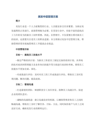 美发中层管理方案