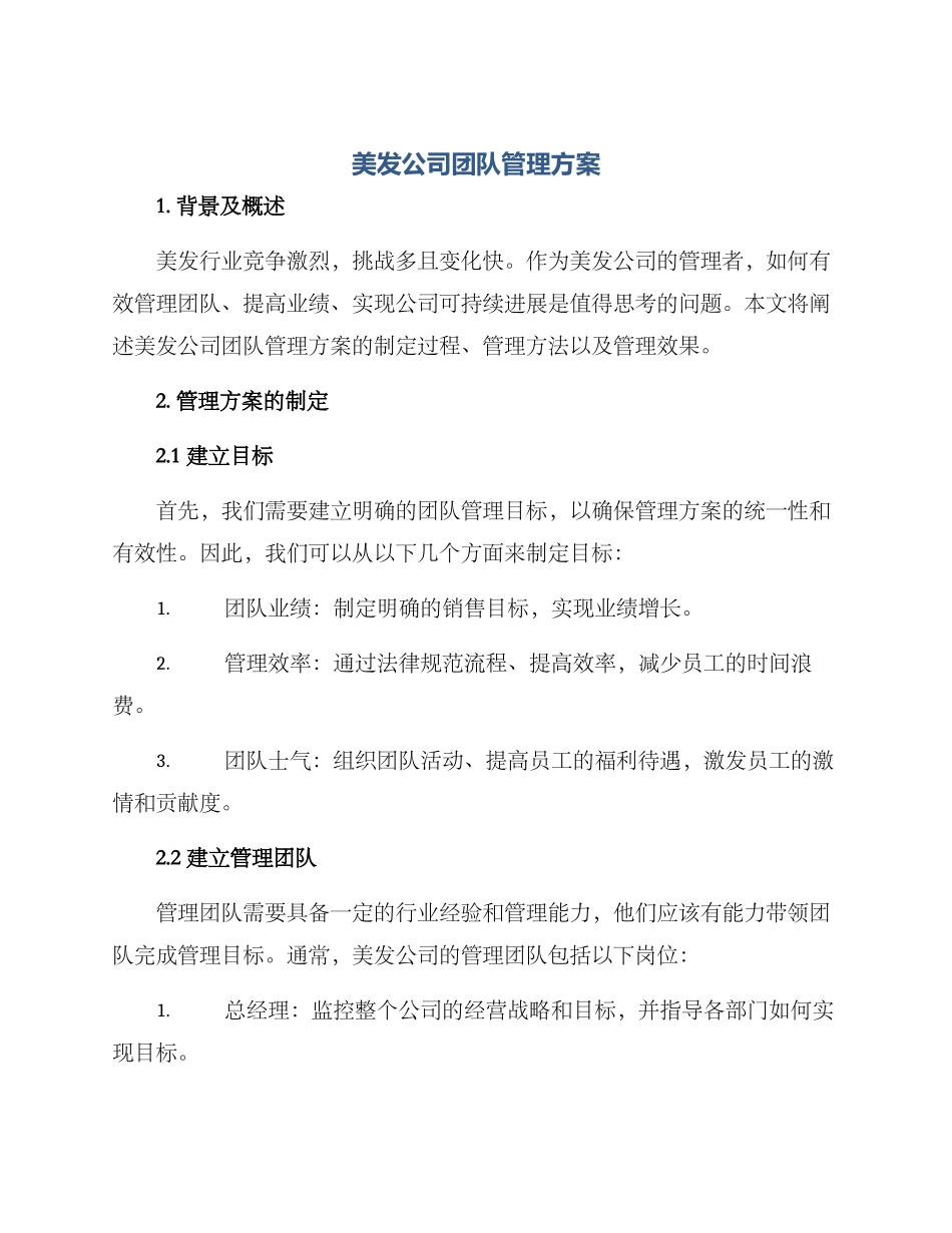 美发公司团队管理方案_第1页