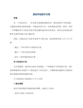 美发学徒晋升方案