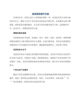 美发服务提升方案
