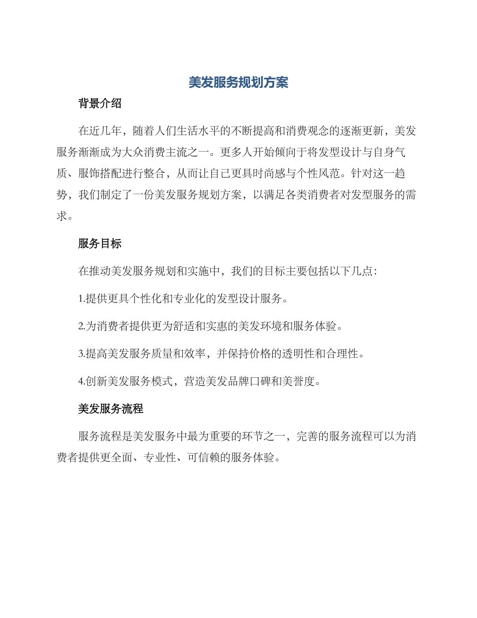 美发服务规划方案_第1页