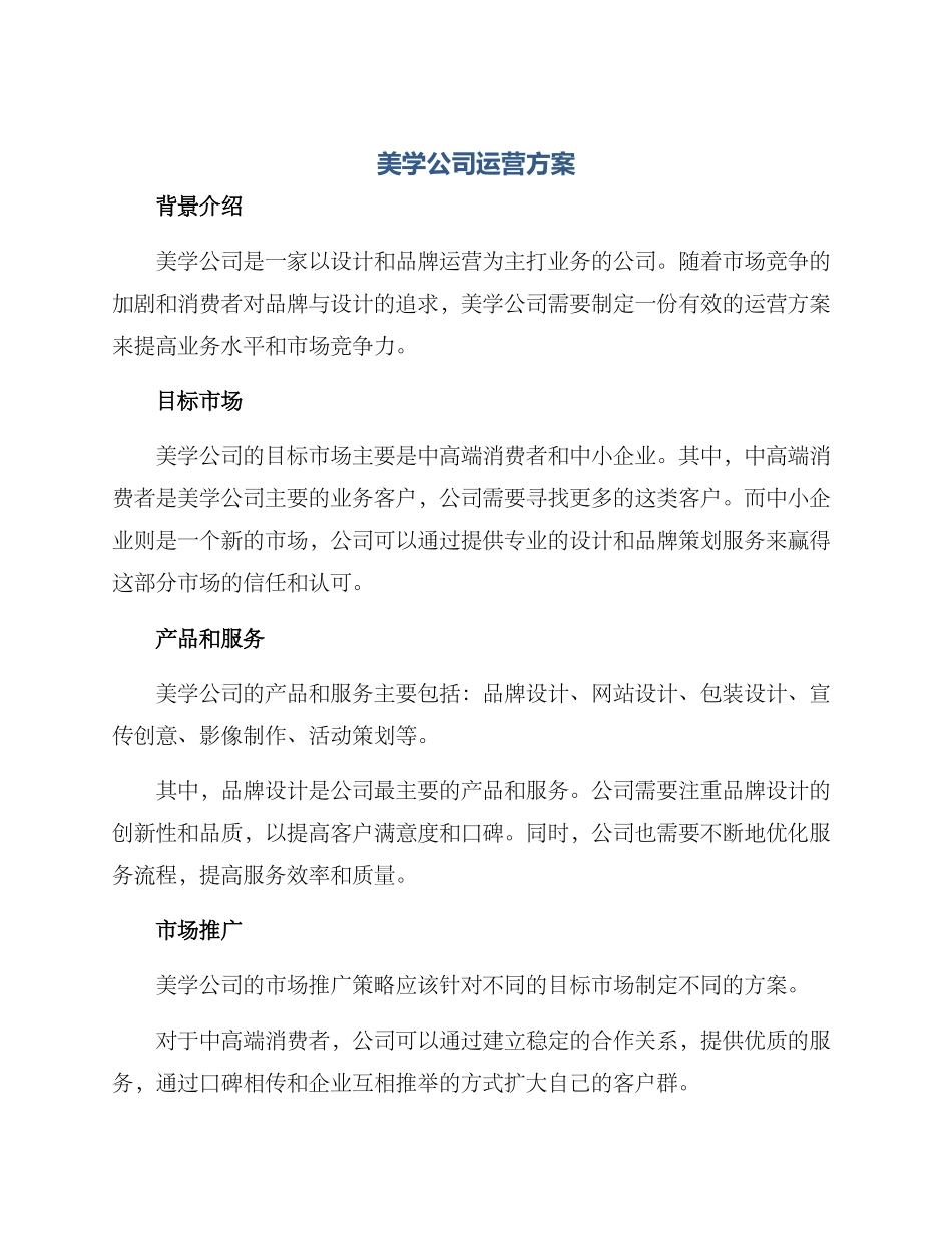 美学公司运营方案_第1页