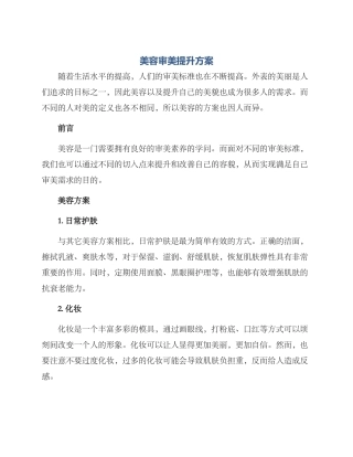 美容审美提升方案