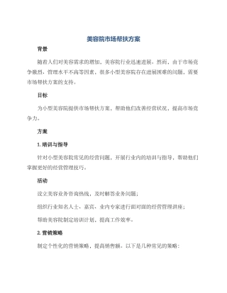 美容院市场帮扶方案