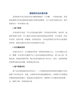 美容院开业引客方案