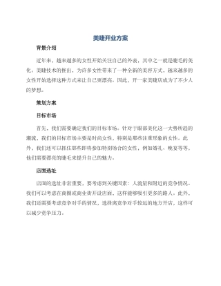 美睫开业方案