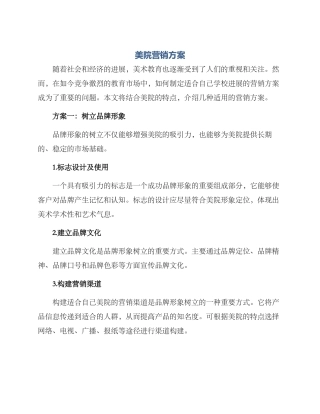 美院营销方案