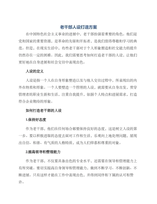 老干部人设打造方案