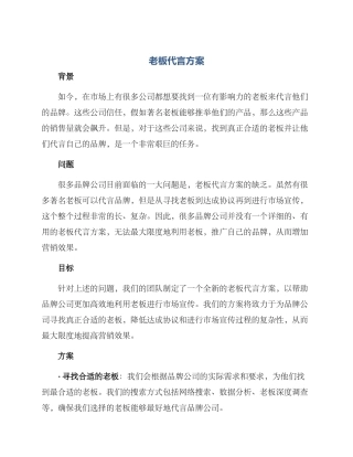 老板代言方案