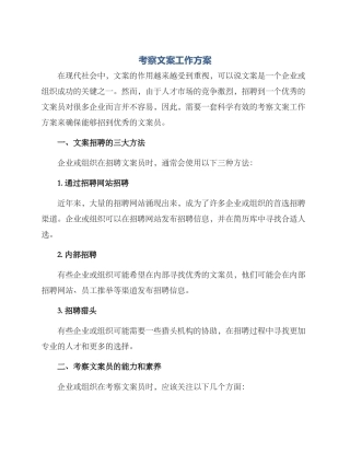考察文案工作方案