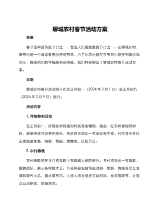 聊城农村春节活动方案