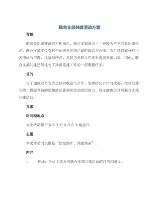 联合支部共建活动方案