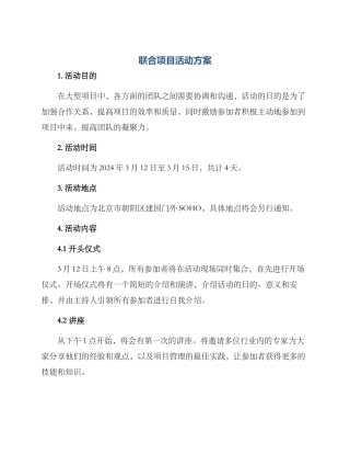 联合项目活动方案