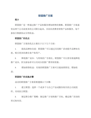 联盟推广方案