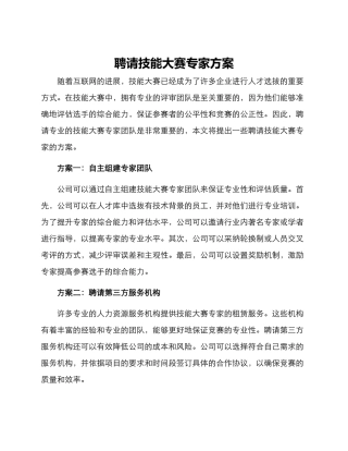 聘请技能大赛专家方案