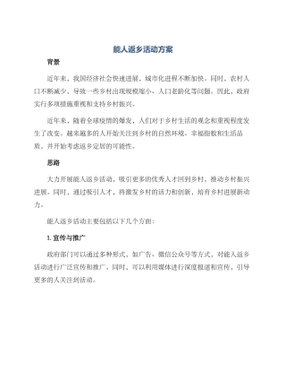 能人返乡活动方案