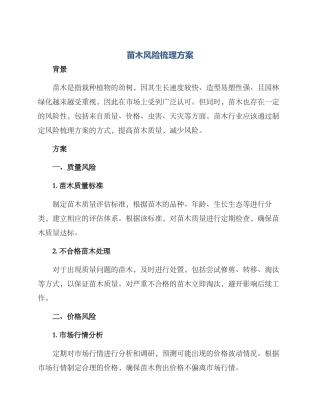 苗木风险梳理方案