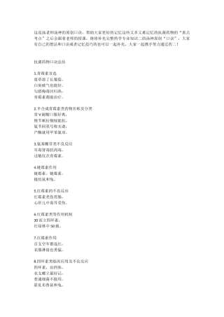 药学专业知识二口诀总结之“抗菌药物口诀”