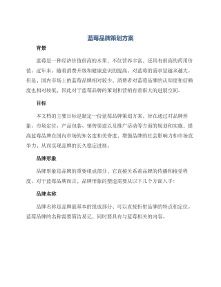 蓝莓品牌策划方案