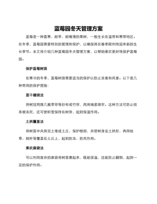 蓝莓园冬天管理方案
