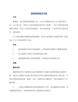蜜柚营销宣传方案