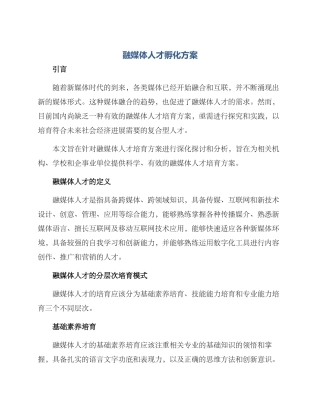 融媒体人才孵化方案
