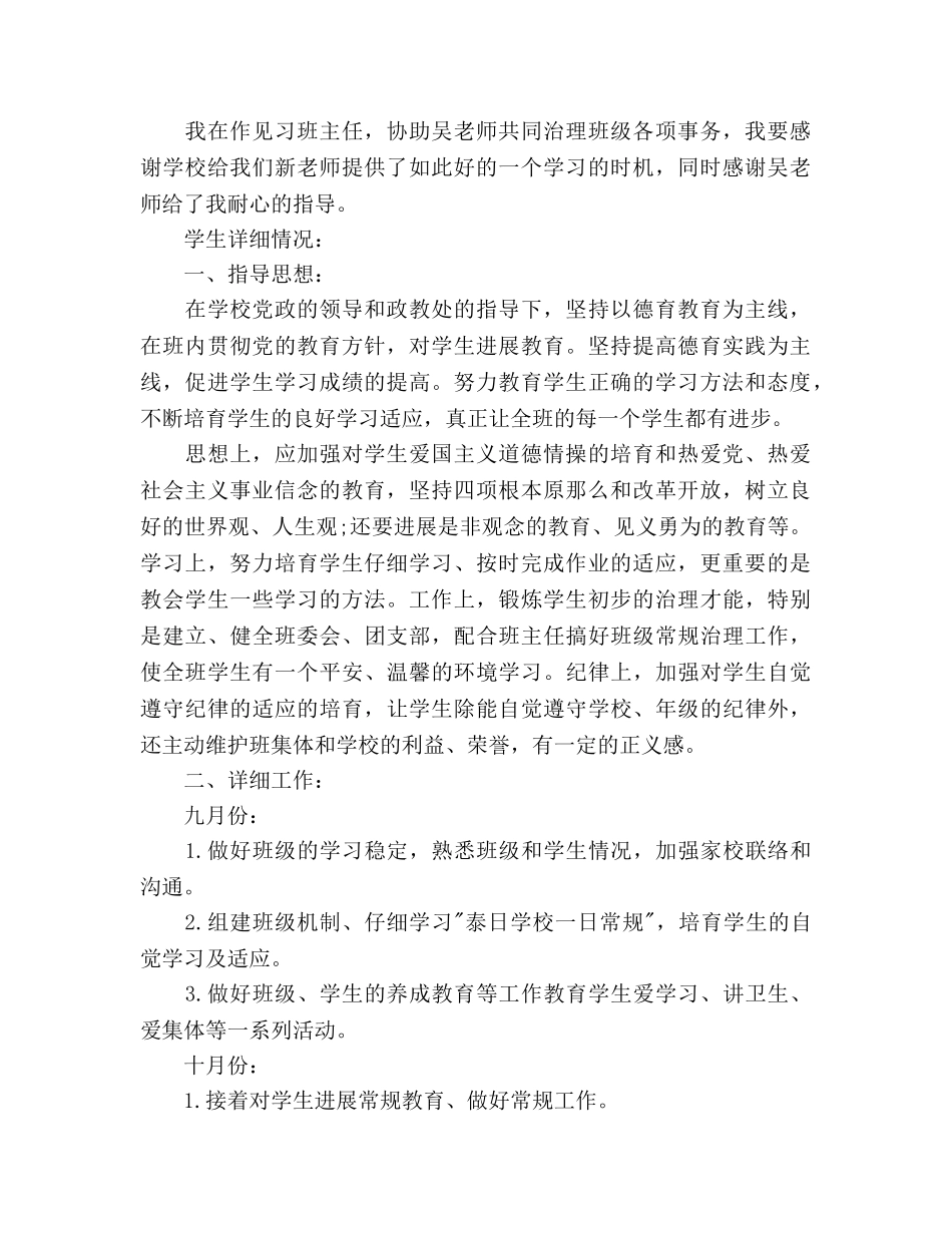 见习班主任工作计划范文_第2页