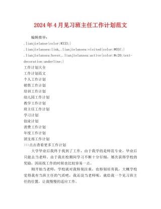 见习班主任工作计划范文