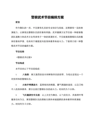 警察武术节目编排方案