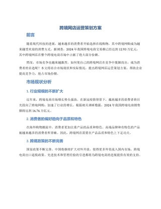 跨境网店运营策划方案