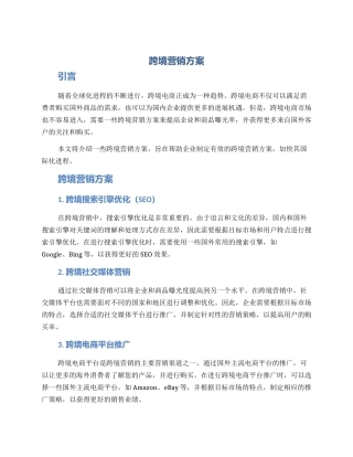 跨境营销方案