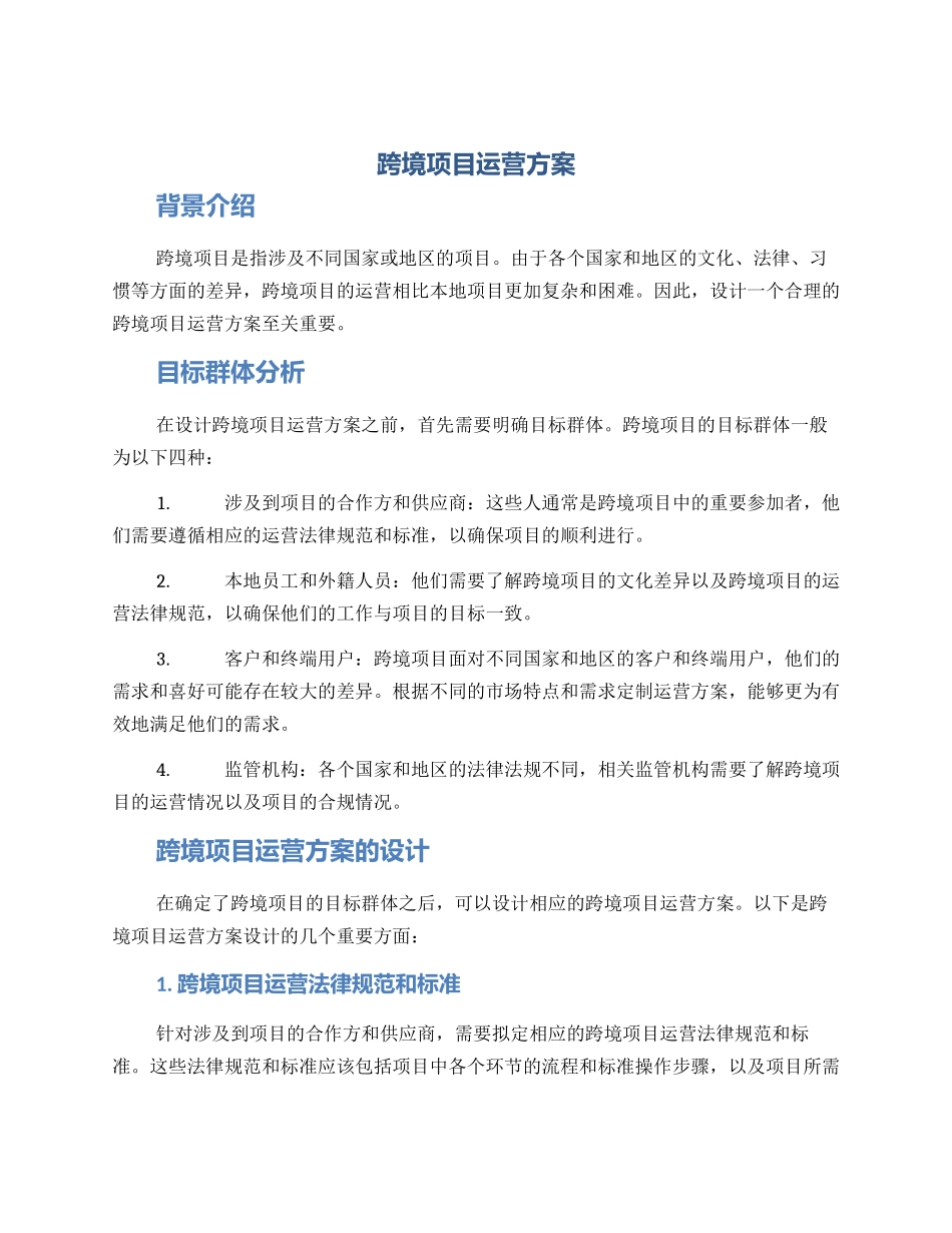 跨境项目运营方案_第1页