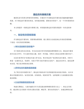 路边洗车推销方案