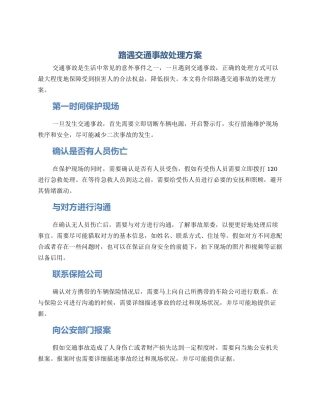 路遇交通事故处理方案