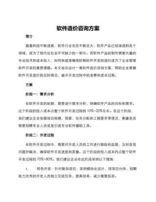 软件造价咨询方案