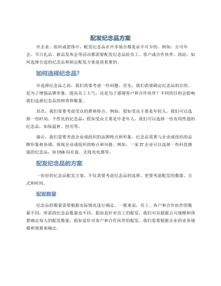 配发纪念品方案